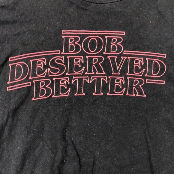 Stranger Things Netflix Mens T-Shirt Medium Bob Deserved Better Black Casual Tee - Picture 4 of 6